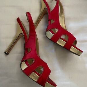 Red Satin Sexy Bebe Heels